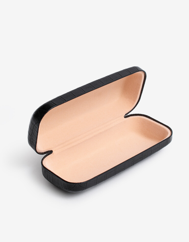 Estuches Anteojos PU Estuche Rígido De Pu Crocco. - Negro