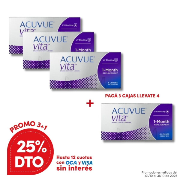 Acuvue Vita Esferico -PROMO 4 Cajas Acuvue Vita Esferico -promo 4 Cajas