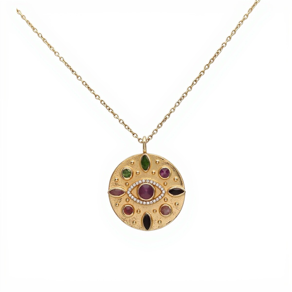 Conjunto Kali-Plata rodinada 925 con micra oro 18 k-Turmalinas multicolor y Topacio blanco-CJ2005 - conpiedra 