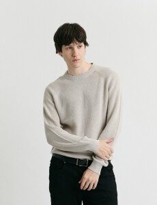 470986 SWEATER HARRINGTON LABEL Beige Melange