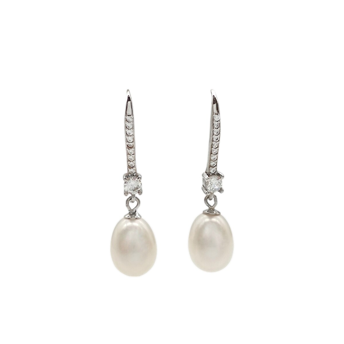 Caravanas Colgantes Perlas-Plata 925-Con Perla y Zirconia-CA3205 - conperla 