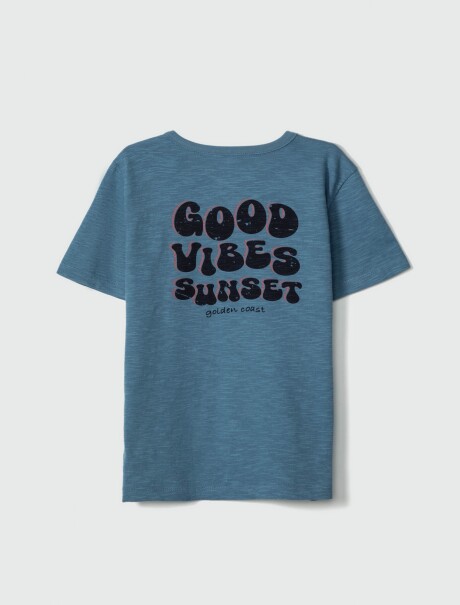 CAMISETA INFANTIL CON ESTAMPA AZUL MARINO