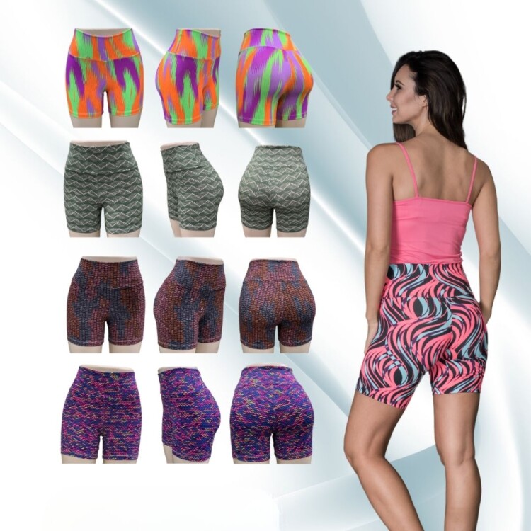 Calza Corta Tiro Alto Estampada de Lycra MOVE