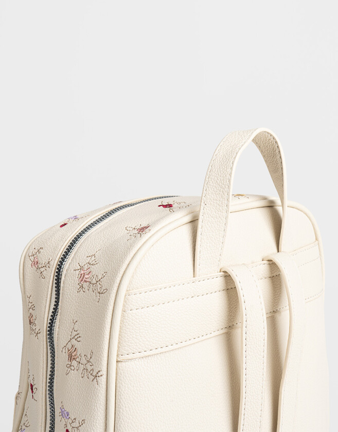 Mochilas Urbanas Estampados Mochila De Cuerina Flores - Estampado Flores