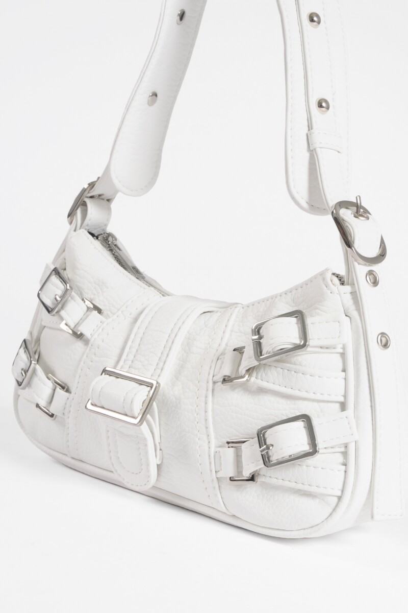 Cartera de hombro hebillas blanco