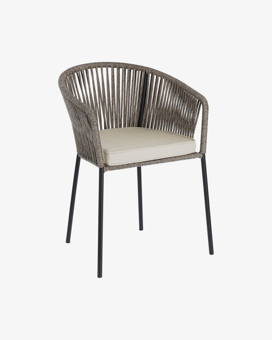 Silla Yanet cuerda gris y patas de acero galvanizado