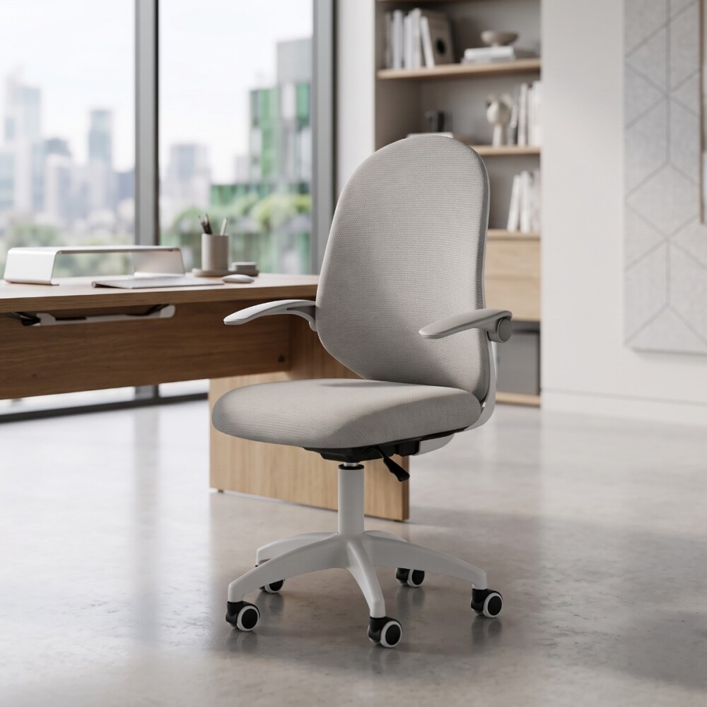 SILLA DE OFICINA ERGONÓMICA GIRATORIA CON RUEDAS ASIENTO REGULABLE GRIS