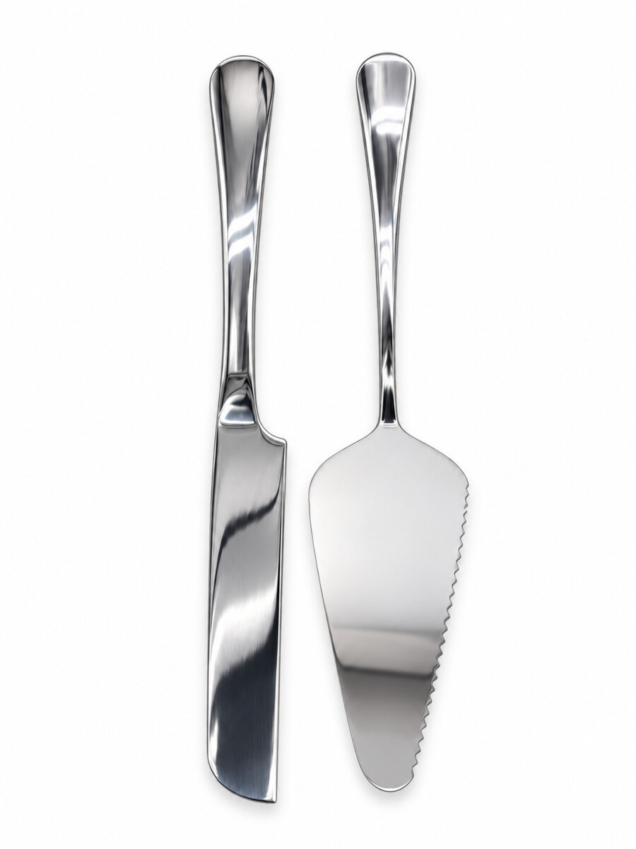 PALA Y CUCHILLO PARA TORTA SET X 2 - PLATEADO 