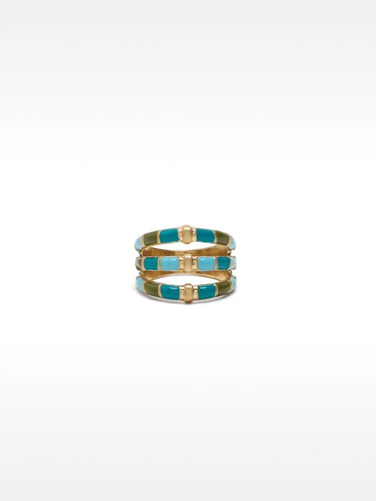Anillo Efecto Triple Con Esmaltado multicolor