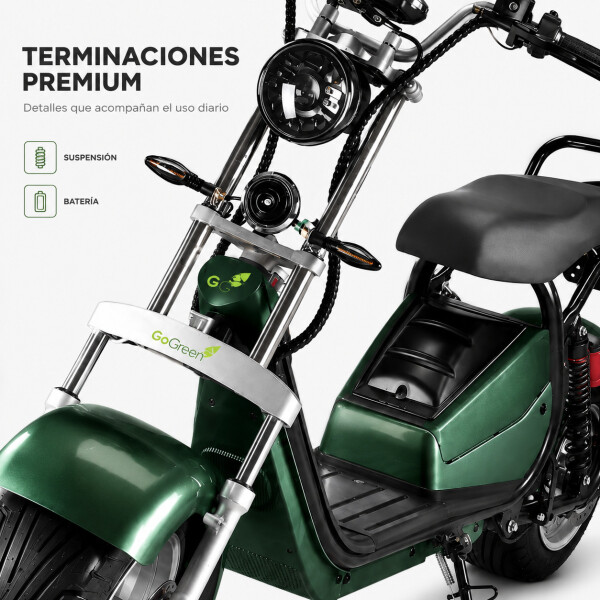 Moto Eléctrica GoGreen Adventure 2000W 20Ah R12 55km/h Verde