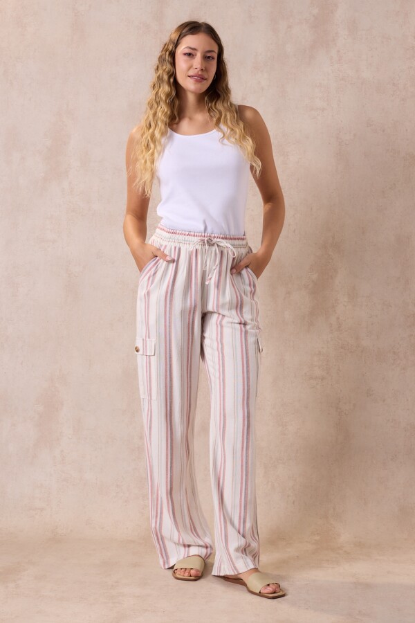 Pantalon Cargo Lino CRUDO/MULTI