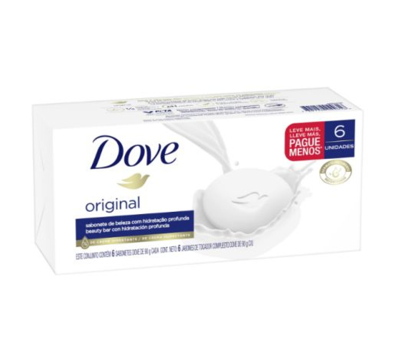 Dove Jabón Original 90g (6 Unidades) | Limpieza Suave y Piel Hidratada