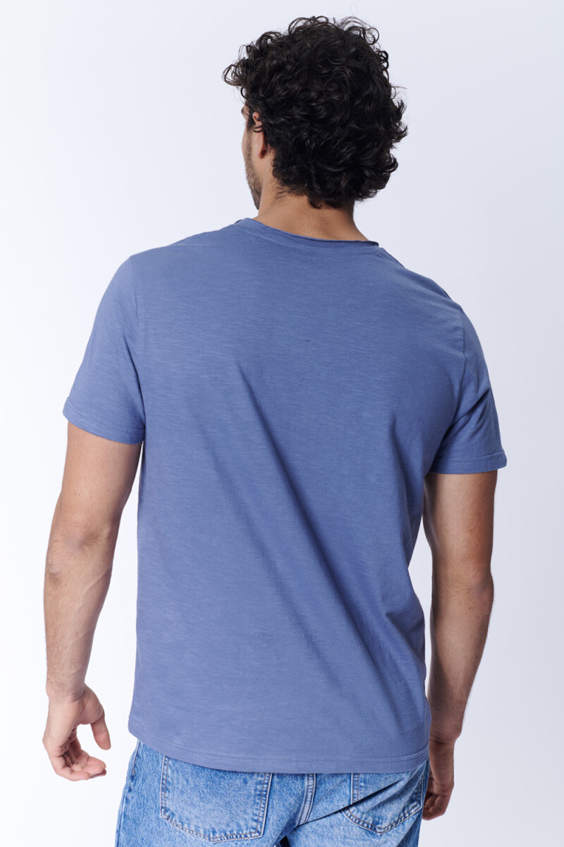 Remera Slub Azul Medio