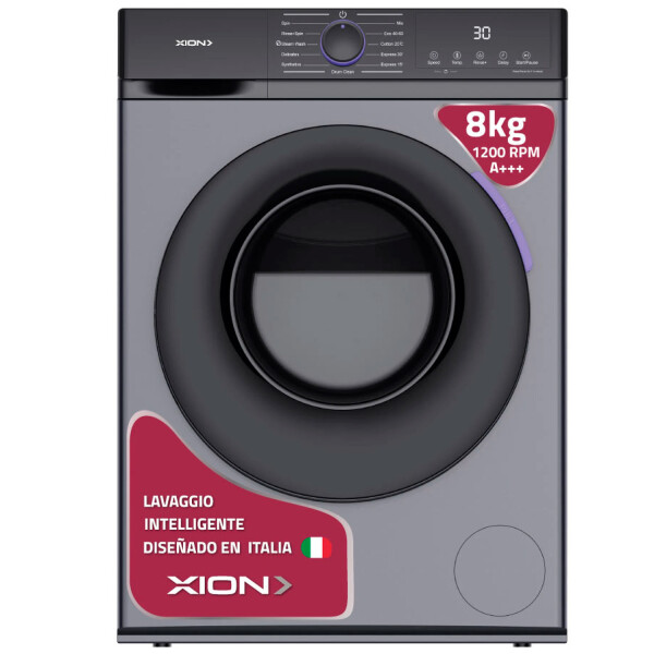 Lavarropas 8kg Inverter Xion Xi-lav88x-cu LAVARROPAS XION FRONTAL LAV88X GRIS ****