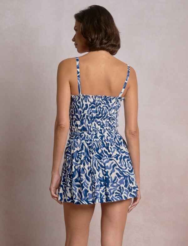 Top Crop Elastizado Estampado AZUL/MULTI