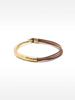 Pulsera Rígida Cordón De Piel dorado