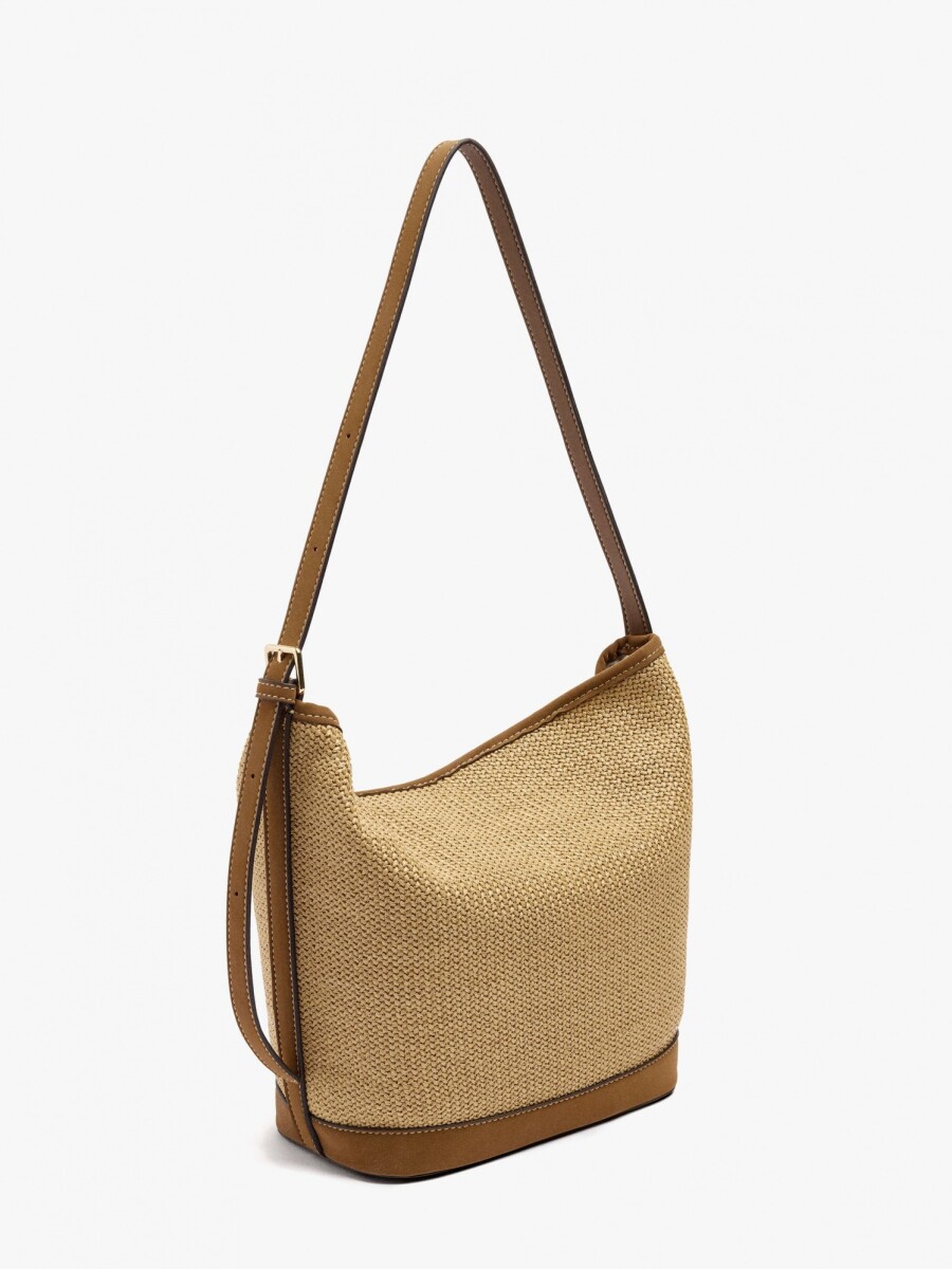 Bolso De Hombro Efecto Rafia natural