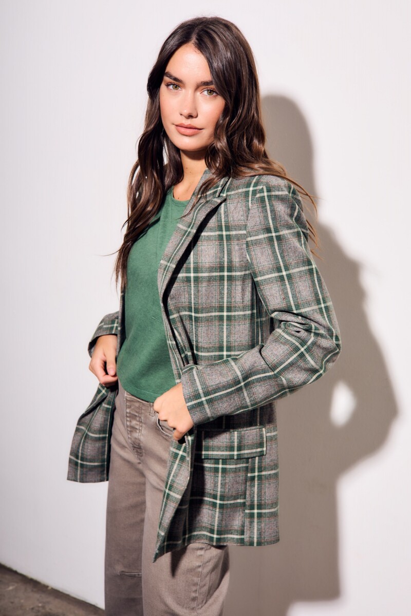 Blazer A Cuadros Oliva