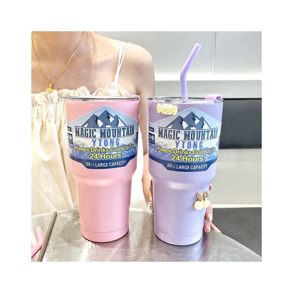 Vaso Térmico Grande 900ml Inox Doble Pared Tapa Hermética Variante Color Rosa
