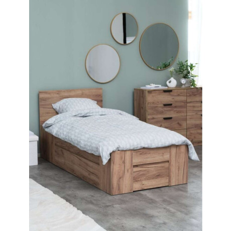 Estructura De Cama 90X190 Limfjorden 2 Cajones Roble Natural