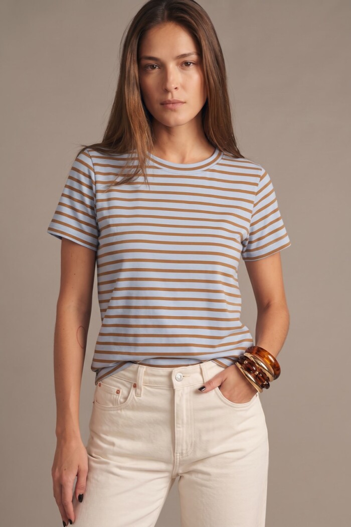 Remera Rayada Celeste