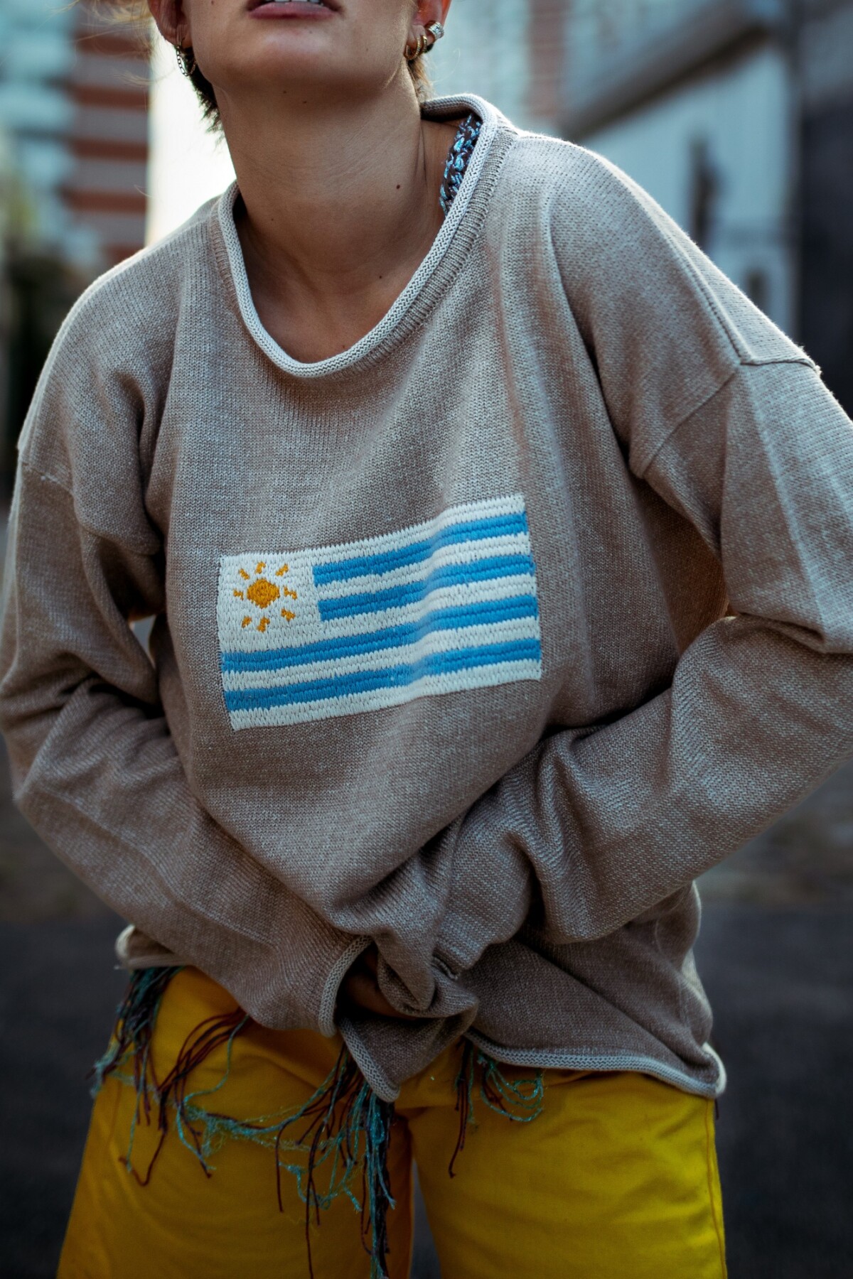 Sweater Flag Uruguay Beige