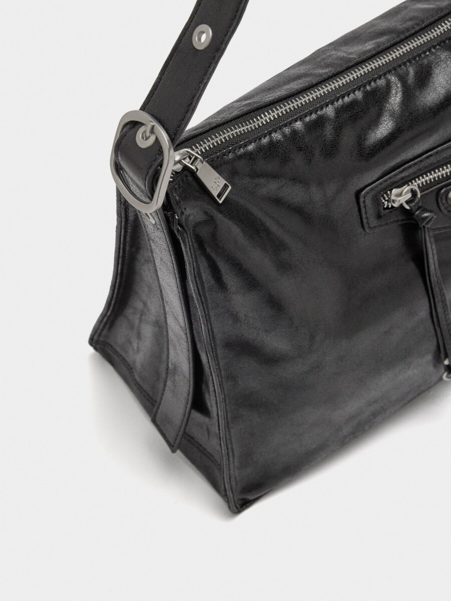 Bolso De Mano De Efecto Envejecido negro