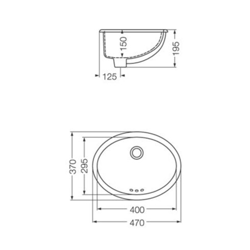 Bacha Circular De Loza Blanca Para Empotrar 48X37,5X20,5 000