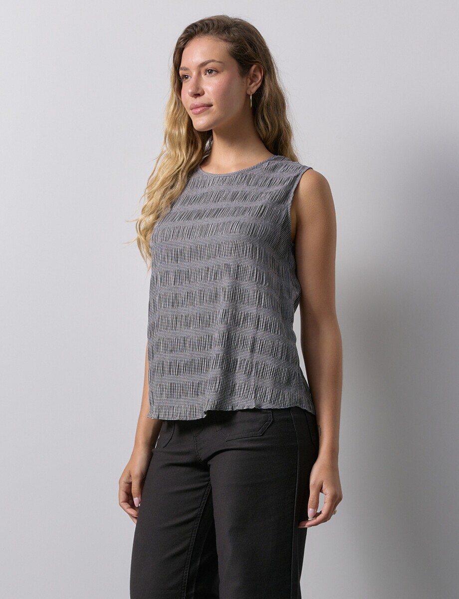 Blusa Plisada - Negro/blanco 