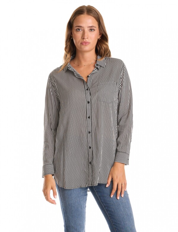 Camisa Lineas NEGRO/BLANCO