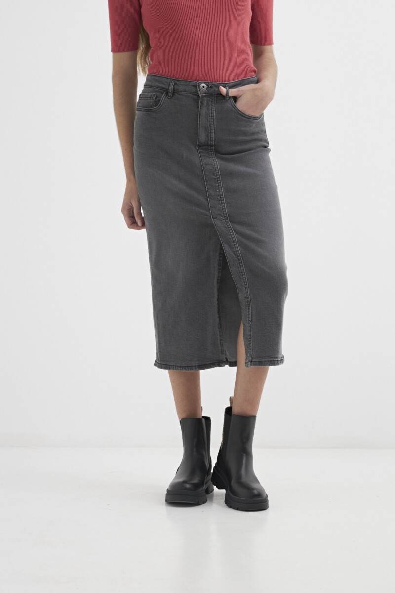 Falda denim midi NEGRO