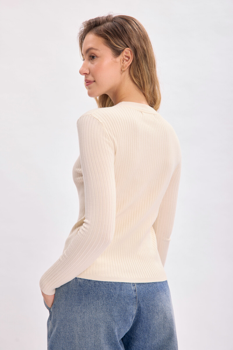 Remera punto rib Crudo
