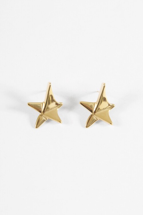 Caravanas acero estrella dorado