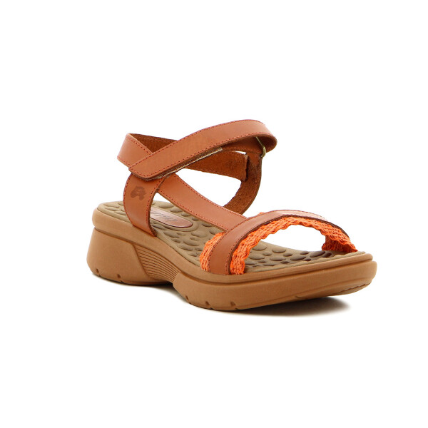 Country Sandalia Mujer Tira Ancha Con Pulsera Y Velcro Salmon
