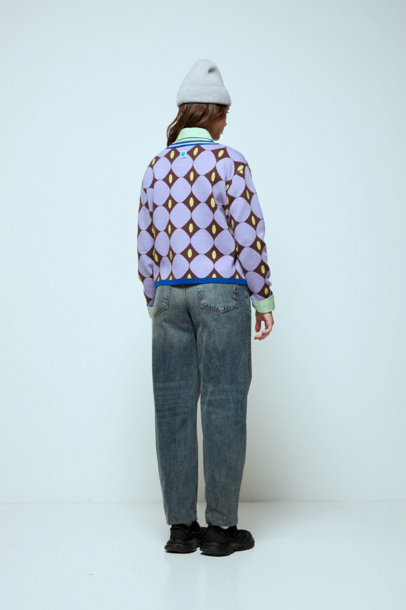 Cardigan geométrico violeta