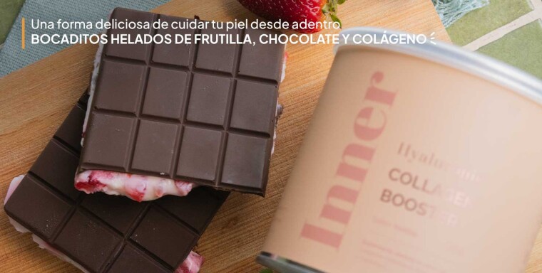 Una forma deliciosa de cuidar tu piel desde adentro, bocaditos helados de frutilla, chocolate y colágeno