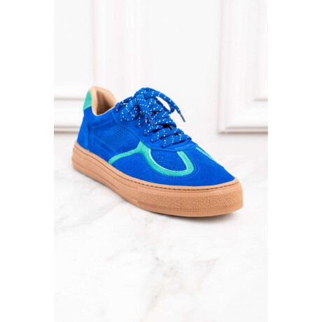 Zapatilla Gamuza Combinada Azul Francia