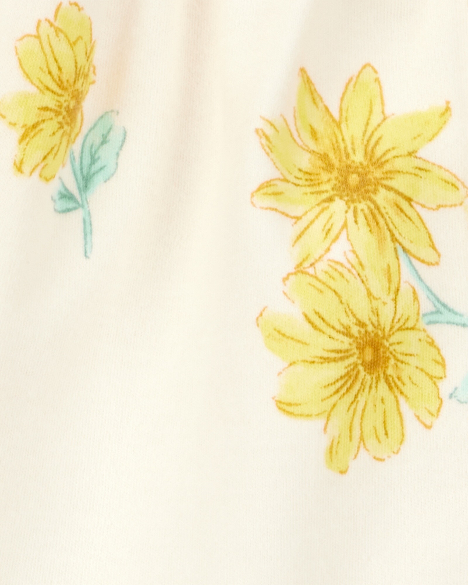 Pijama una pieza de algodón, con pie, diseño flores amarillas Pijama una pieza de algodón, con pie, diseño flores amarillas