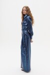 Pantalón Culotte en Lino Metalizado Azul