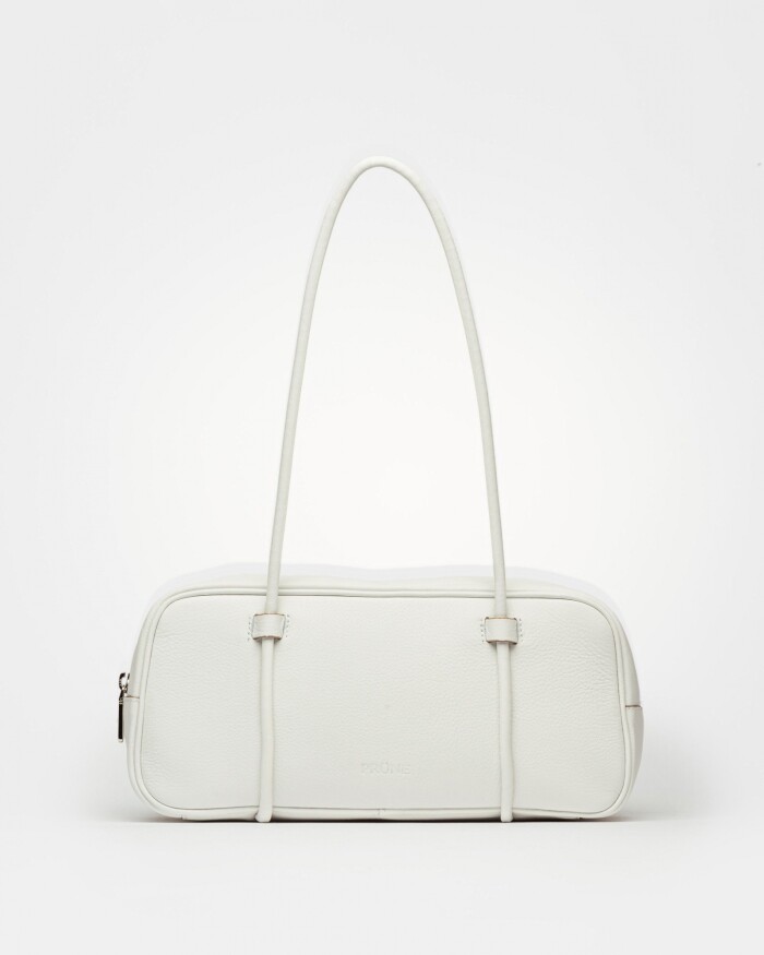 Cartera al hombro Horizon en cuero graneado Blanco