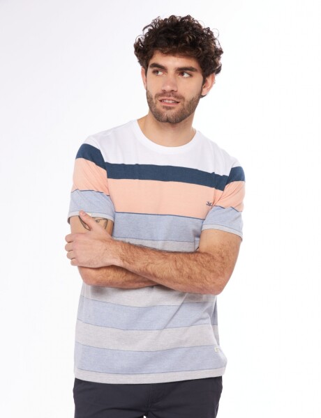 REMERA RAYADA Coral