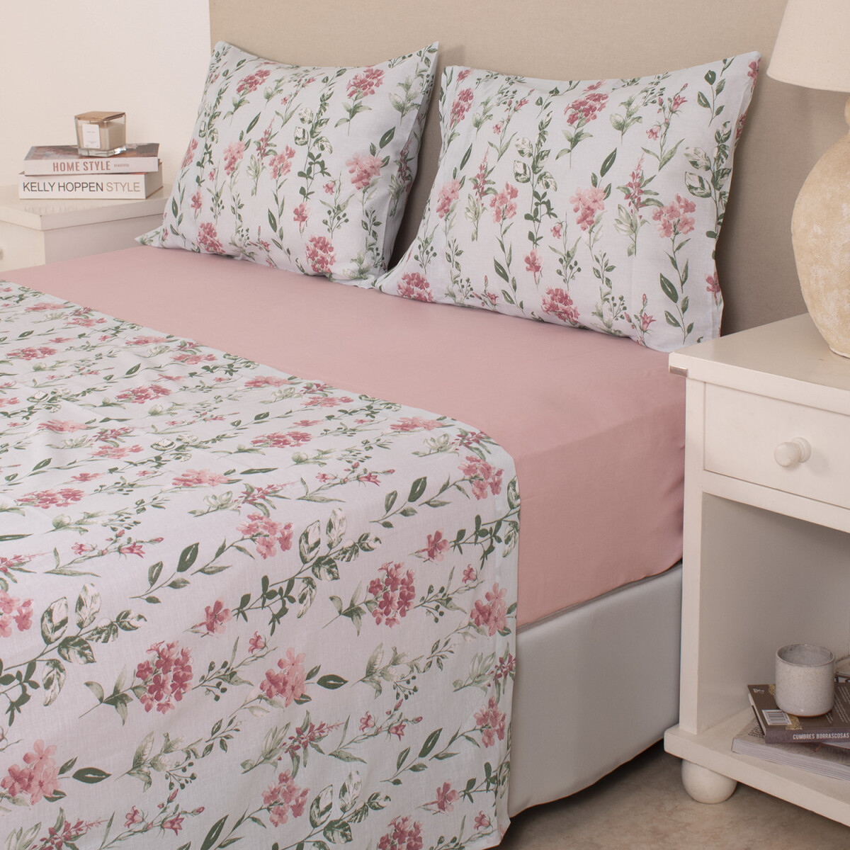 Juego de Sábana Colección Valdivia Flores Rosas - S. King 