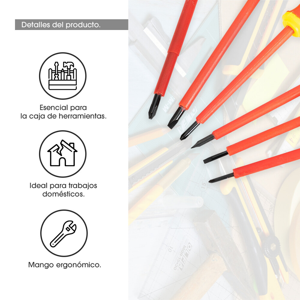 Juego De Destornilladores Planos Phillips 6 Unidades Tamaños Juego De Destornilladores Planos Phillips 6 Unidades Tamaños