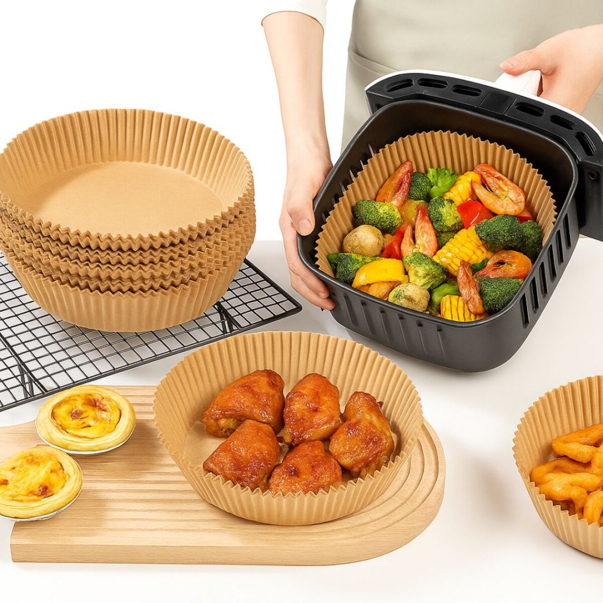 BANDEJA DE PAPEL PARA FREIDORA DE AIRE 16CM X 50UNDS 