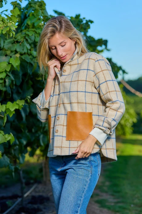 Sobrecamisa Rocío Cuadros Beige