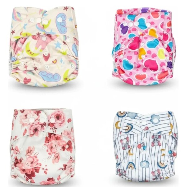 Set X4 Pañales Para Agua Absorbentes Reutilizables niña