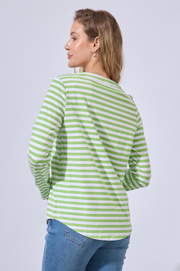 Remera Algodon Escote V VERDE