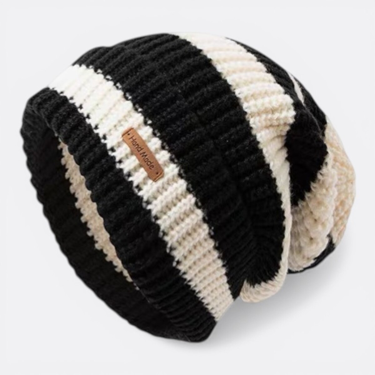 Gorro Knit Nórdico De Abrigo Rayas - Negro Blanco 