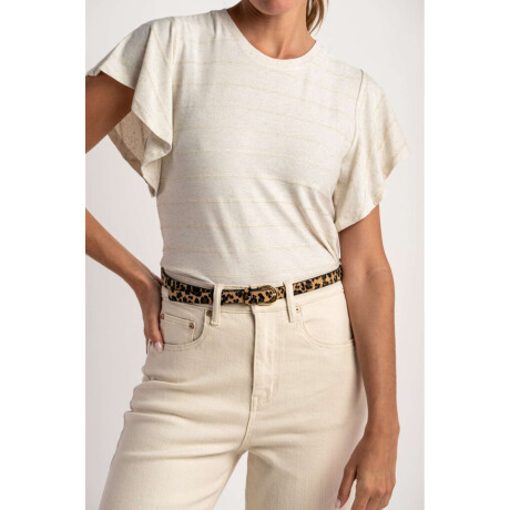 Remera Manga Volado Beige Melange