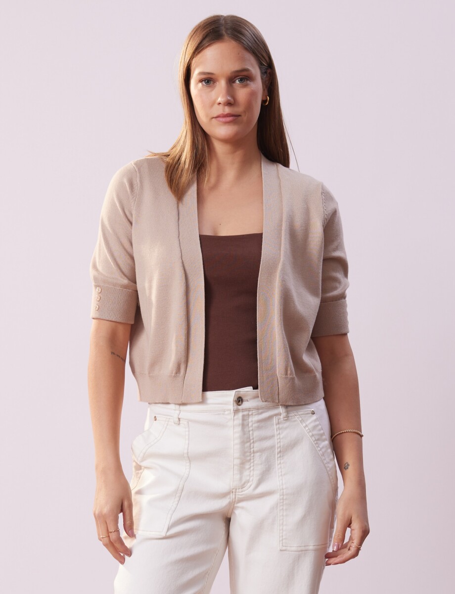 Cardigan Puño Botones - Beige 